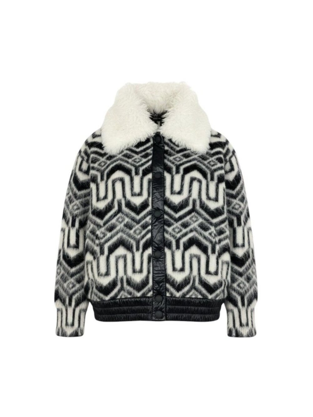 Moncler Grenoble Apres Ski Cardigan Knit Jacket Black White
